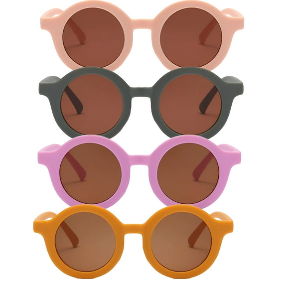GJX 2026 New 4Pcs Toddler Sunglasses Age 2-4,Ergonomic Shape Toddler Sunglasses,Won’T Slip Off Toddler Sunglasses Age 1-2,Multicolor