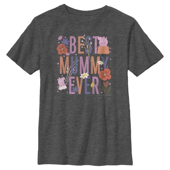 Boy's Peppa Pig Best Mummy Ever  Graphic Tee Charcoal Heather Medium