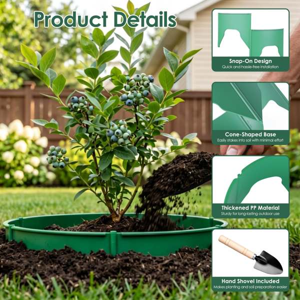 Adjustable Interlocking Plant Grow Rings, PP Plastic Plant Guard with Snap‑Together Panels, Garden Plant Border for Vegetables, Flowers, Shrubs & Young Trees