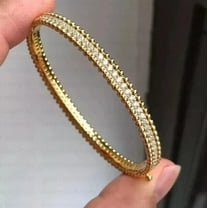 Women's Gift Pretty Bangle Bracelet 14k Yellow Gold Plated 7Ct Round Cut Simulated Diamond