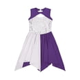 thumbnail image 3 of YiZYiF Kids Girls Praise Lyrical Dance Dress Sleeveless Sequins Asymmetrical Dancewear Choir Performance Dress Purple 6, 3 of 5