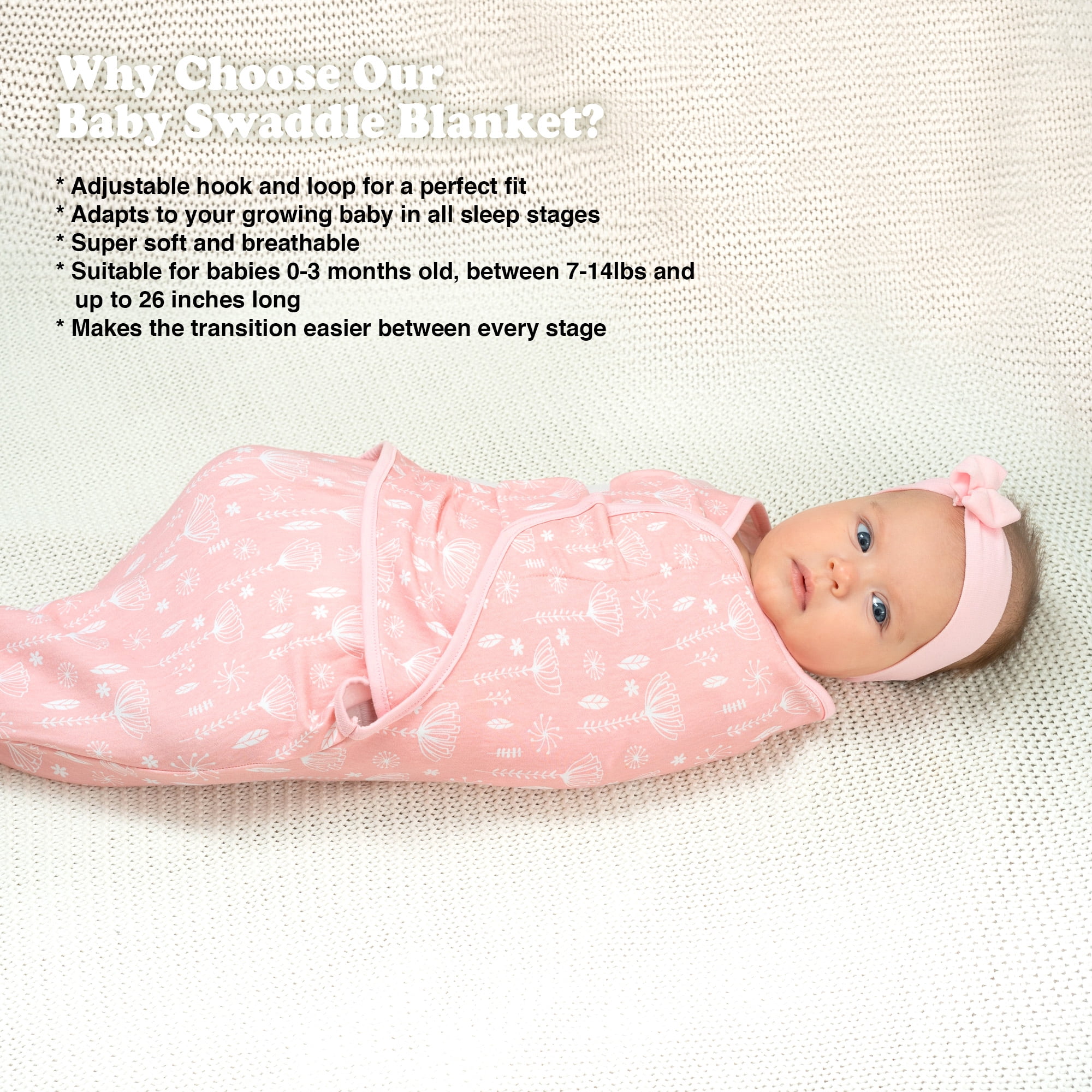 Bublo Baby Preemie Swaddles 4-7 lbs - 3-Pack Premature Babies Swaddle Sleep Sack - Organic Cotton - Premature Infant Sleeping Sack - Easy Adjustable Baby Swaddle Blanket Wrap