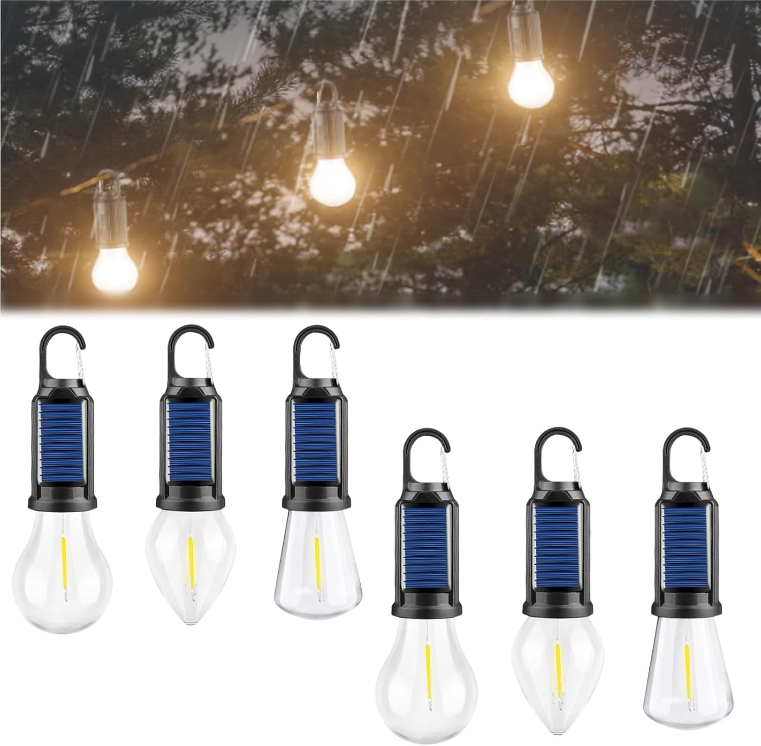 Solar LED Camping Lights, Solar Lights with 3 Lighting Modes, Rechargeable Portable Waterproof LED Camping Lantern for Camping, Hiking, Emergency