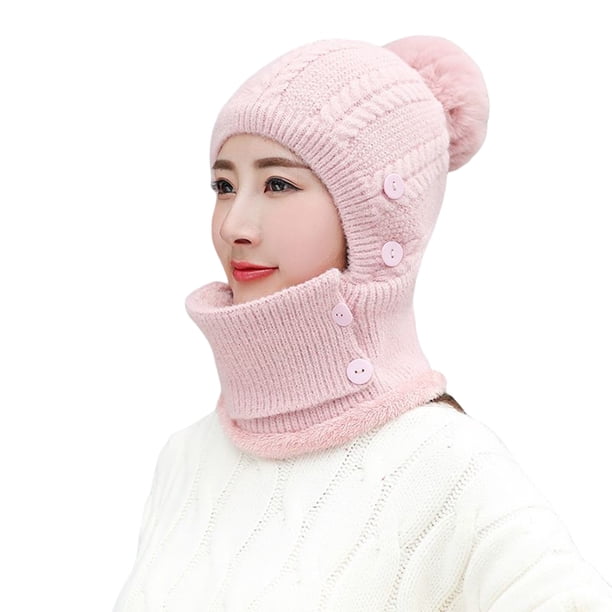 Guardurnaity Gorro de hilo de punto para mujer y niña, gorro de calentamiento grueso portátil, moda, cálido, suave, deportivo, informal, para fiesta Sombreros Rosa Guardurnaity AP016143-04