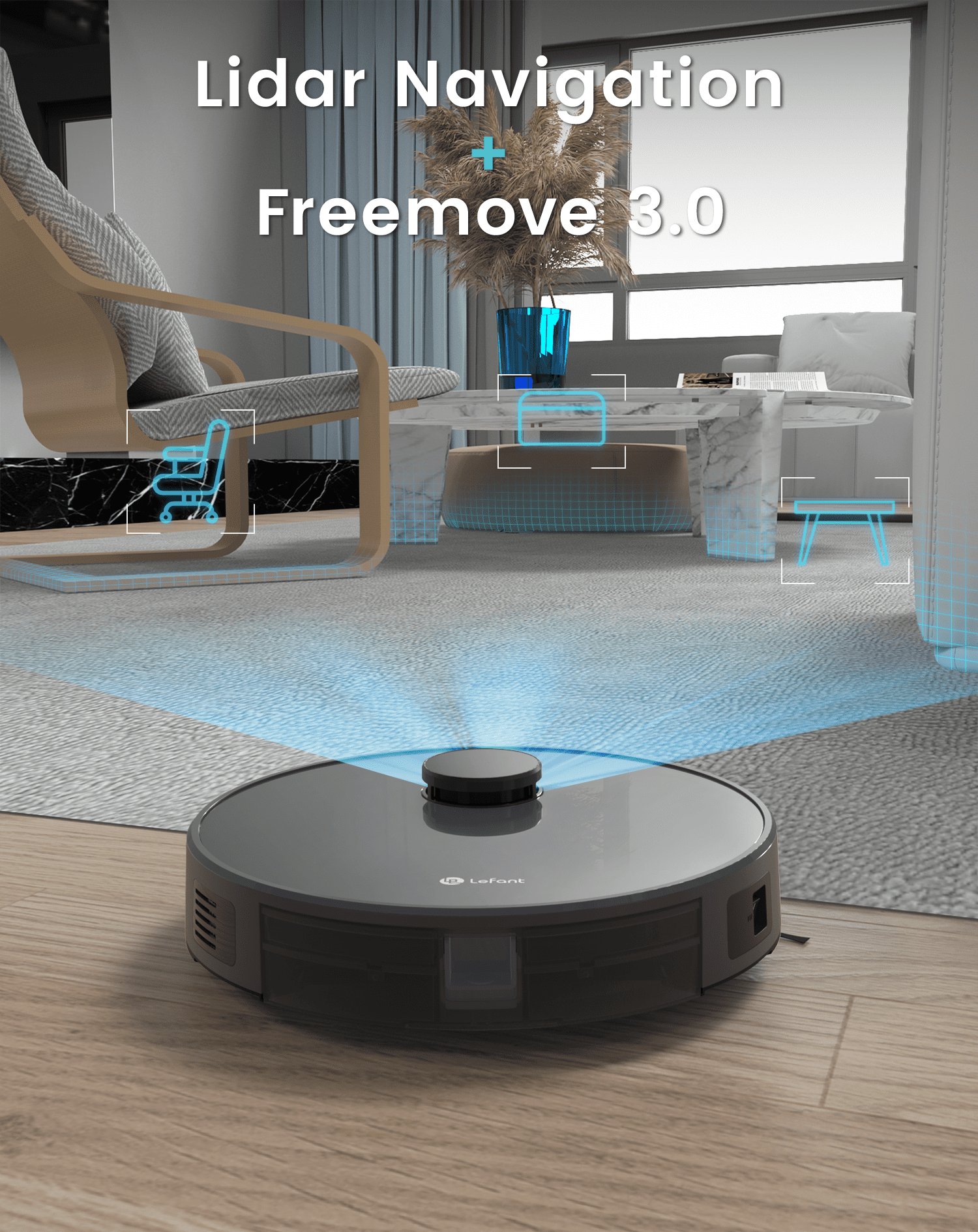 Lefant M1 Robot Vacuum Cleaner and Mop Combo, LIDAR Navigation with Alexa/APP Control, Ideal for Carpets Pet Hair