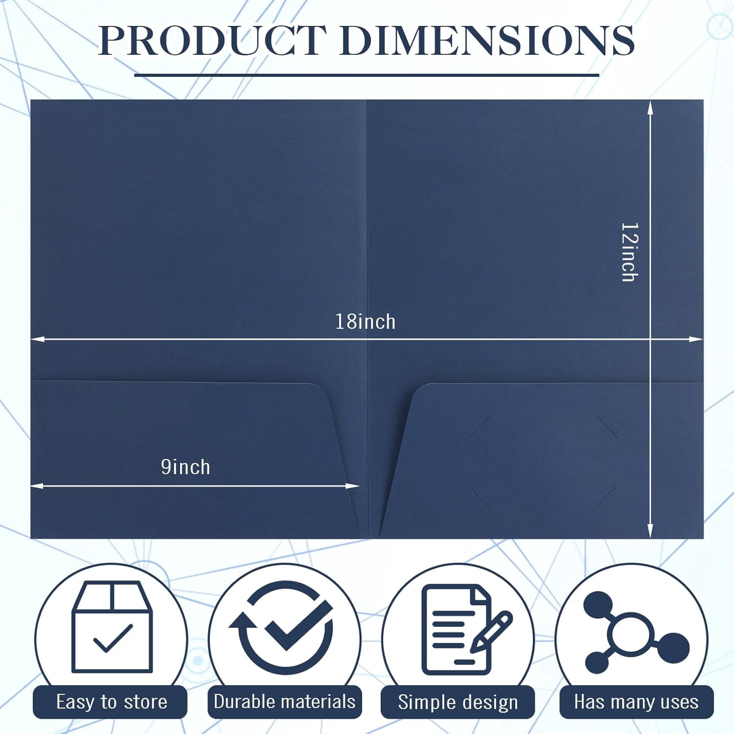 75 Pcs Two Pocket Folders Tax Return Folders Letter Size Dark Blue with Gold Label for Storing Personal Customer Tax Returns