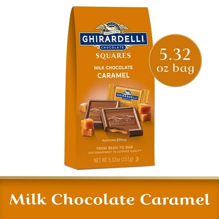 GHIRARDELLI Milk Chocolate Squares with Caramel Filling, 5.32 OZ Bag