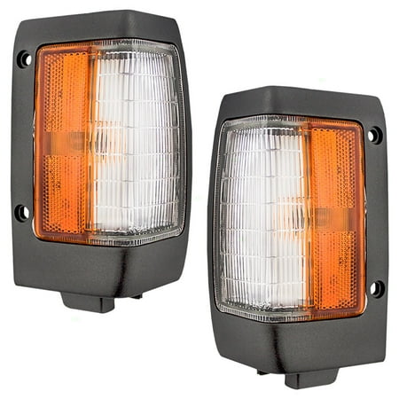 Fender Nissan Pickup - Driver and Passenger Signal Corner Marker Lights Fender Mounted w/ Black Bezels Replacement for Nissan Pickup Truck B611501G02 B611001G02