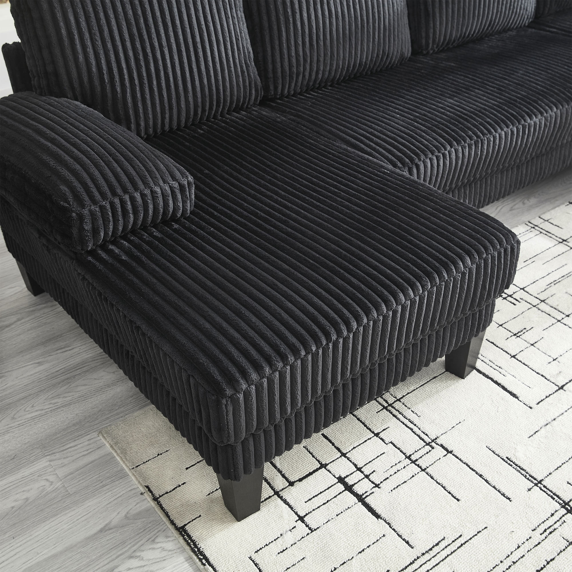 114.2" U-Shaped Sectional Sofa with Double Chaise,Velvet Modern Modular Sofa Couch,4 Seat Oversized Sofa for Living Room,Apartment,Black
