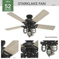 thumbnail image 3 of Hunter - Starklake Indoor/Outdoor Ceiling Fan With Light, 52-inch, Natural Black Iron, Casual-style, 3-speed WhisperWind Motor, 50409, for Porches, Bathrooms, 3 of 13