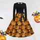 thumbnail image 1 of Vestidos Casuales Para Mujer, Vestido Camisero Con Estampado de Halloween | Estilo Retro de Manga Larga Para La Moda de Otoño de Mujer, 1 of 3