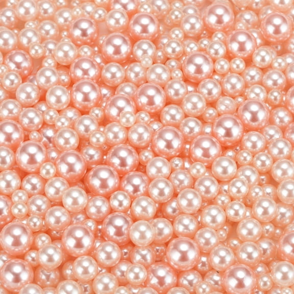 Uxcell 800 Pcs Faux Pearl for Crafting 0.12''-0.31'' No Hole ABS Round Pearls for Vase Fillers Orange