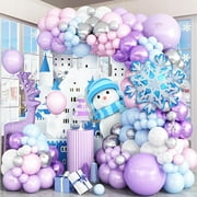 ZCSnowflake Balloons Garland with 106 Pieces Purple Pink Blue White Latex & Foil Balloons for Christmas Party Decoration