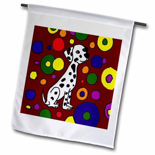 3dRose, Fun Dalmatian Dog with Spots and Circles Abstract Art, 12 x 18 inch Garden Flag