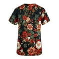 thumbnail image 4 of Christmas Scrubs for Women Strech Cute Santa Print Scrubs Top Short Sleeve V Neck Nursing Work Uniforms Pockets, M, 4 of 5
