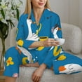 thumbnail image 6 of Pofeuu Cartoon Goose Print Womens Pajamas Set Long Sleeve Sleepwear Button Down Nightwear Soft Pj Lounge Sets Button Down Pajamas Women-Large, 6 of 7