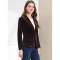 thumbnail image 4 of Chaqueta de Terciopelo con Botones y Cuello Chal Allegra K Marrón oscuro XL, 4 of 7