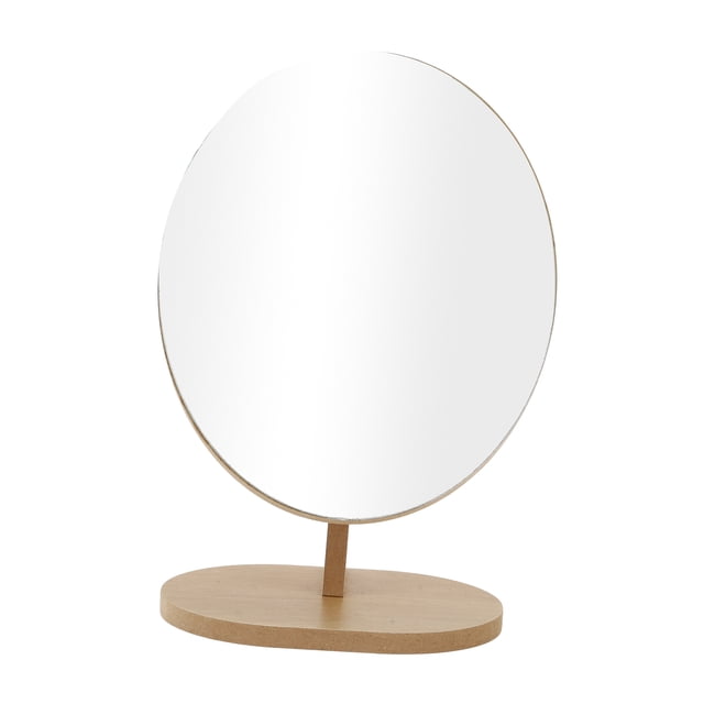 1 Pc Espejo Cosmético de Escritorio Ovalado Grande para Mujeres para Viajes de Negocios Color Madera Espejo Plateado