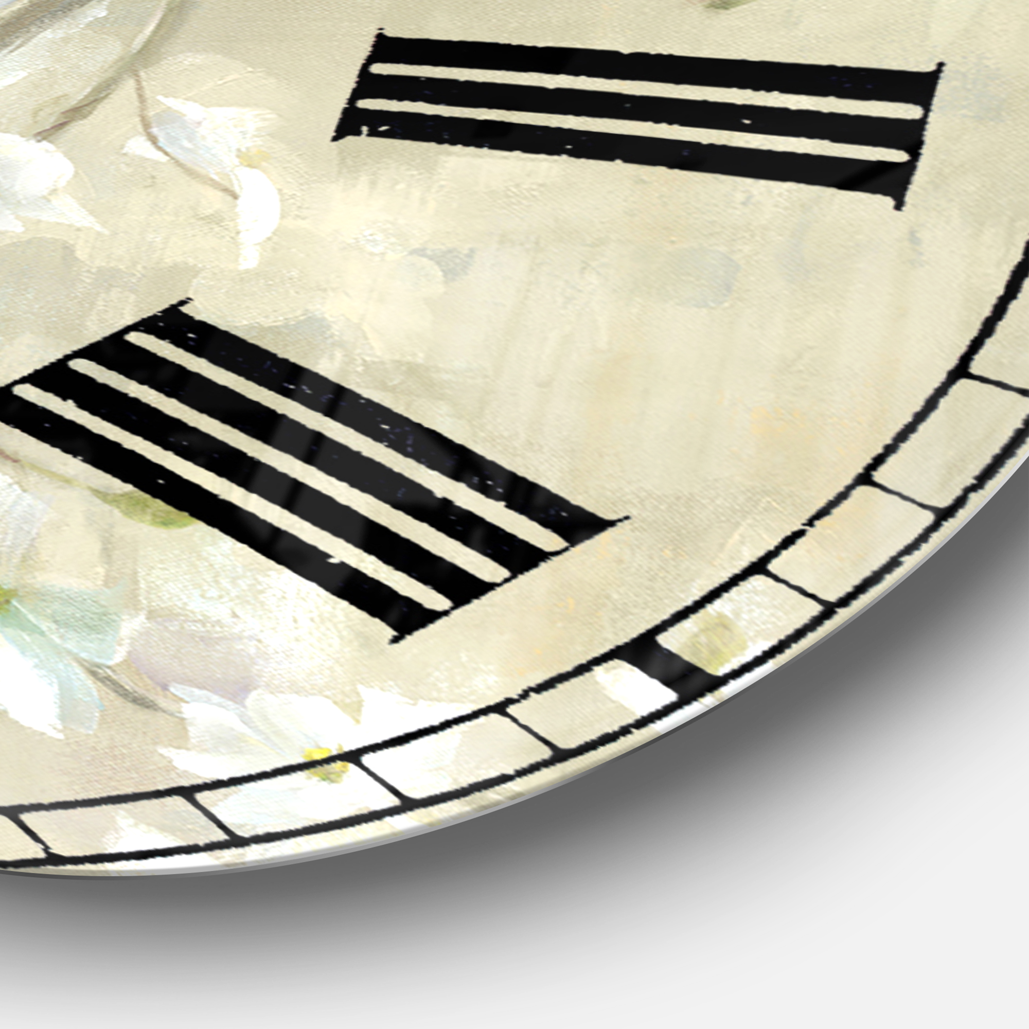 Designart 'Dogwood in Spring Neutral' Farmhouse wall clock