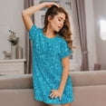 thumbnail image 3 of Fotbe Blue Glitter Pattern Women's Cotton Nightgown Sleepwear Short Sleeves Shirt Casual Print Sleepdress, 3 of 6