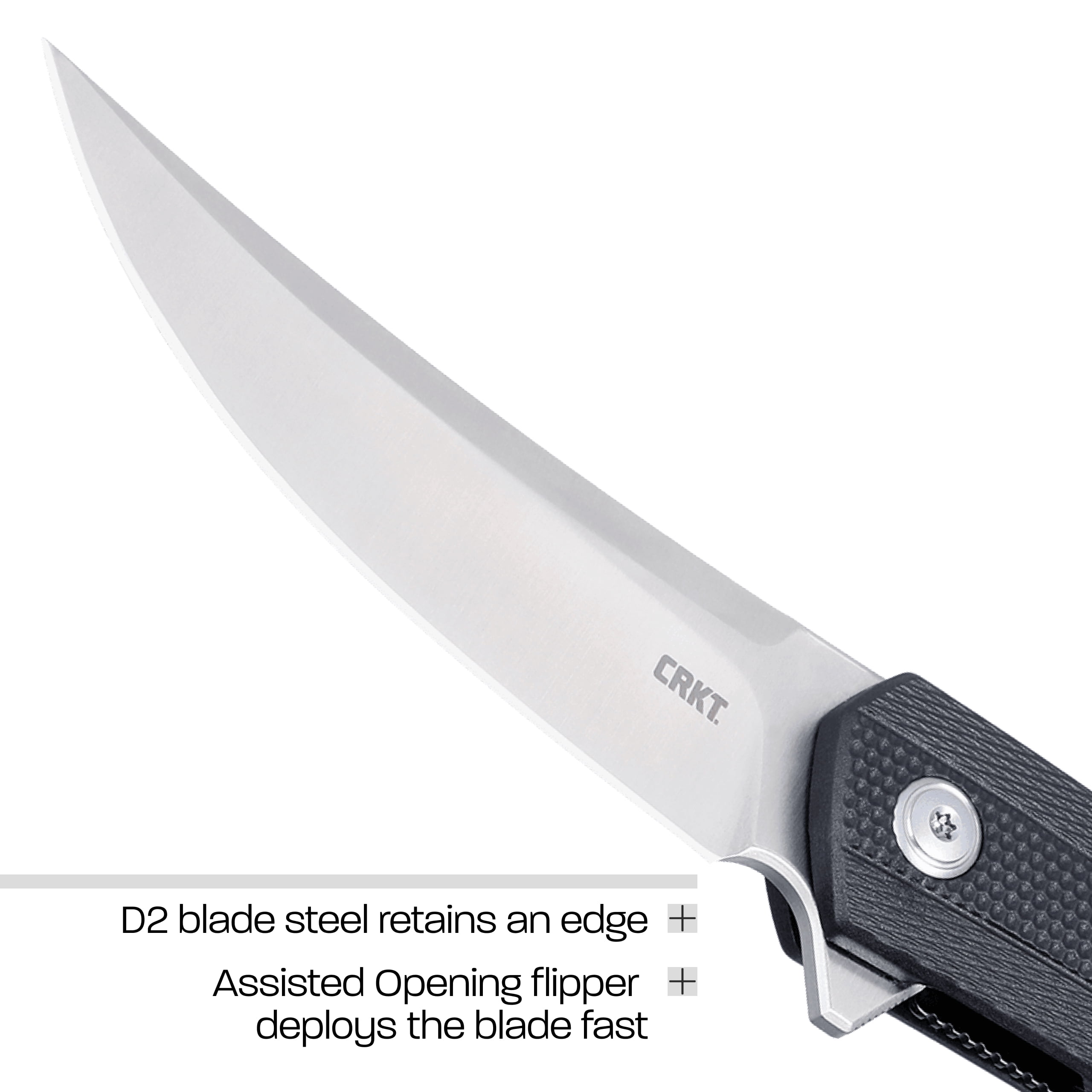 CRKT Persian Everyday Carry Assisted Folding Knife with Liner Lock: D2 Plain Edge Blade, Glass-Reinforced Nylon Handle, Pocket Clip, 7060