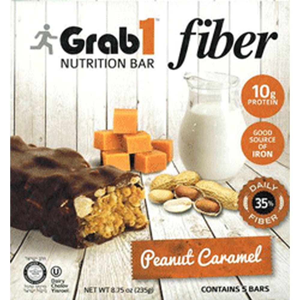 Grab1 Kosher Fiber Nutrition Bar 10g Protein Peanut Caramel Dairy