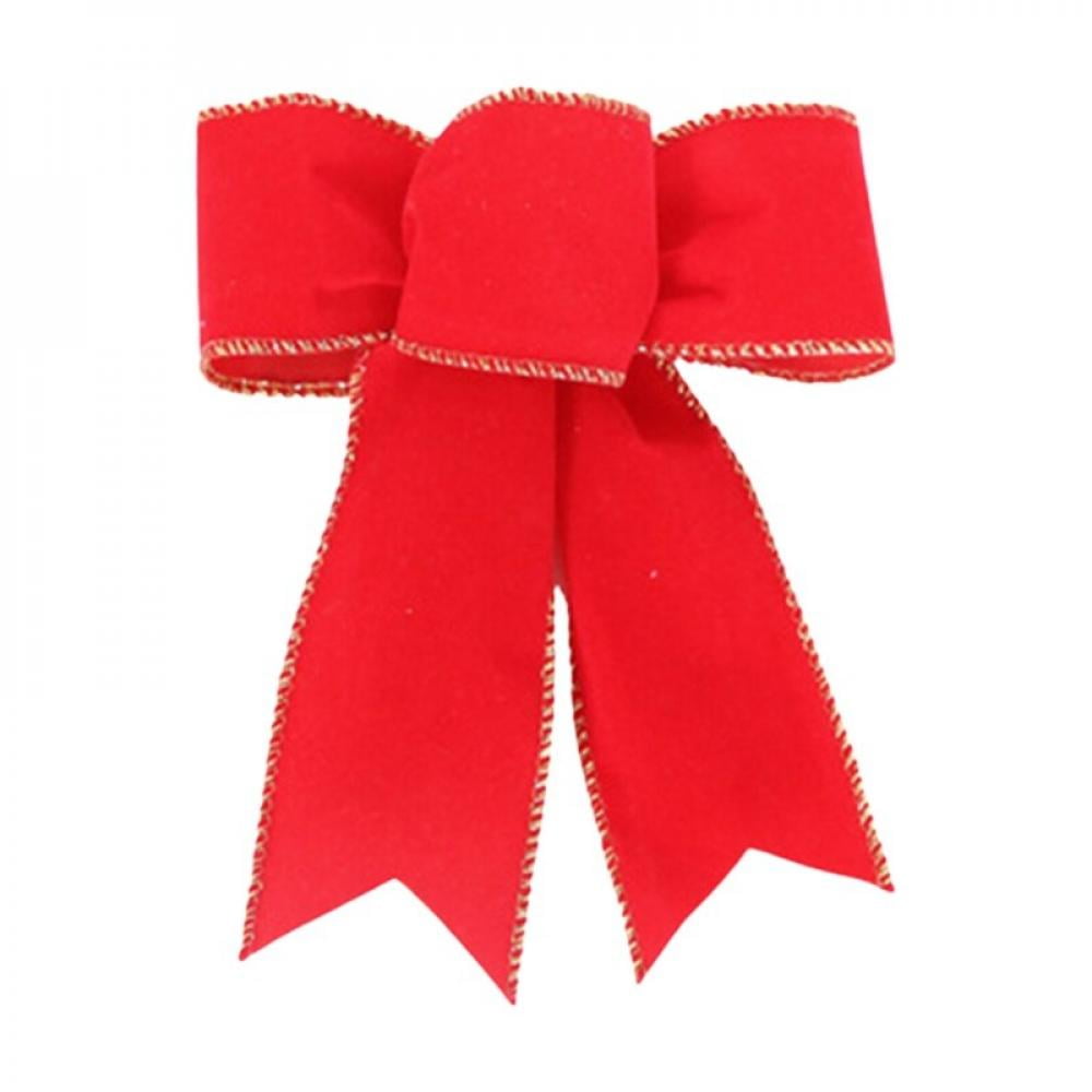 Overfox Christmas Tree Topper, 6" Ribbon Bow Topper for Tree ,Xmas Ornaments for Holiday Decor