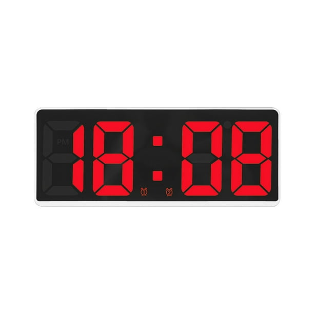 Pisexur - Reloj despertador digital para hombre, LED, pantalla digital grande, moderno, totalmente funcional, para escritorio, mesita de noche, estudio, cocina, marco blanco, electrónica para niños,