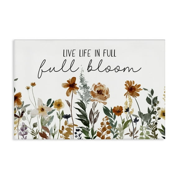 Stupell Industries Full Bloom Sentiment Plants & Flowers Painting Wrapped Canvas Art Print Wall Art, 24 x 16