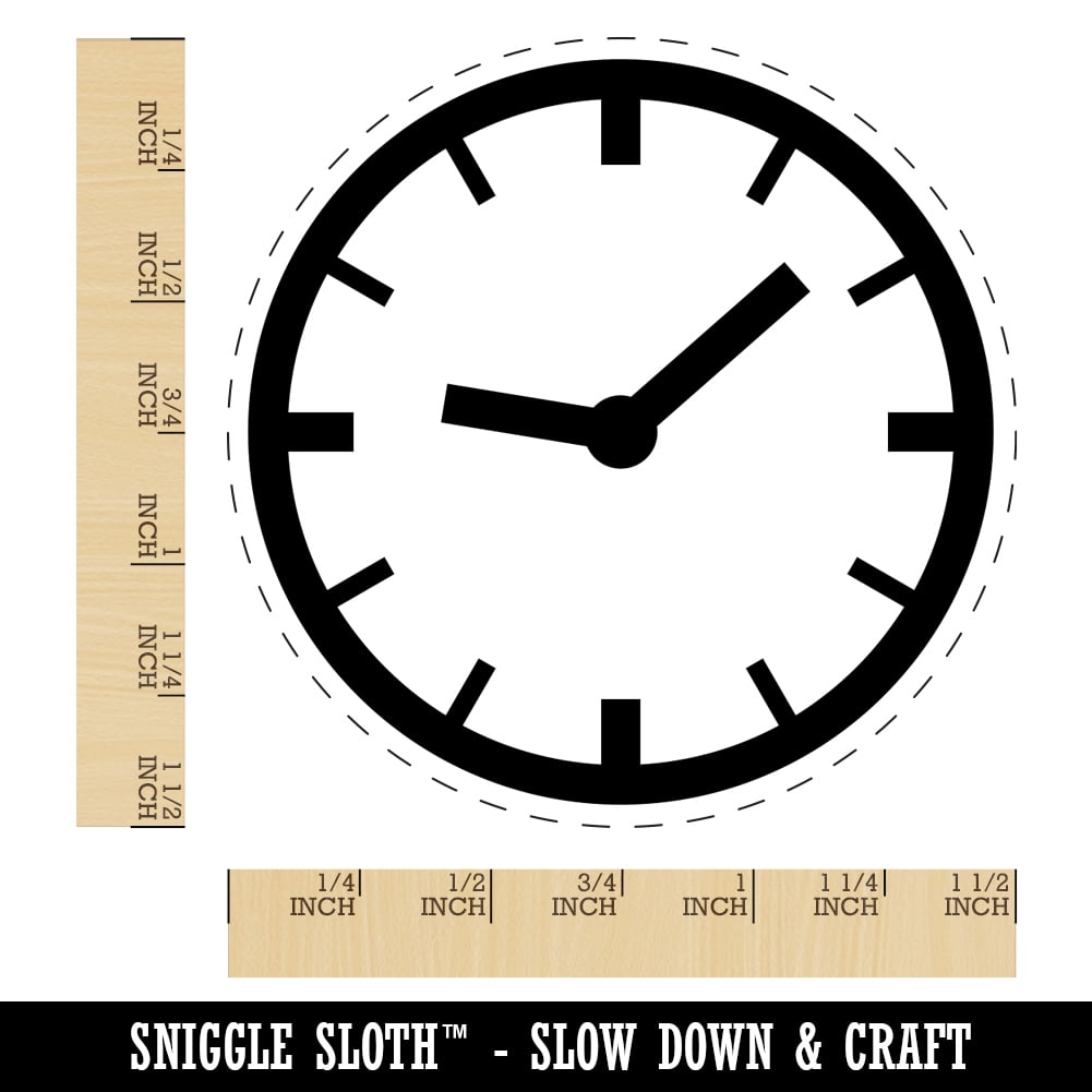 Wall Clock Time Self-Inking Rubber Stamp Ink Stamper - Black Ink - Large 1-1/2 Inch