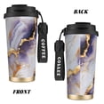 thumbnail image 2 of Stainless Steel Coffee Cup 7.7×2.6×3.5in Tapered Design Nylon Woven Wrist Strap Portable Durable Cup Bottom With Non-Slip Sticker Purple-White-Gold Marble, 2 of 8