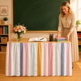thumbnail image 7 of Multipurpose Rectangular Table Skirt, Teacher Desk Skirting Cover, Cabinet Hideaway Privacy Valance, 72×29 Inch Rod Pocket Decor Dust Curtain, Reusable Table Skirt for Workbench Office Decor, 7 of 7
