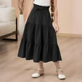 thumbnail image 4 of Purcolt Girls Boho Tiered Maxi Skirt Elastic Waist Ruffled Layers Long Skirts Summer Beach Swing A Line Flowy Skirt, 4 of 8