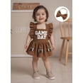 thumbnail image 4 of RUINIXCW Newborn Baby Girl Football Outfit Infant Cheerleading Outfit Game Day Embroidery Corduroy Romper Dress Flutter Sleeve Summer Dress Tutu Overalls Playsuit Headband, 4 of 9