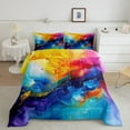 thumbnail image 2 of jejeloiu Metallic Texture Print Queen Comforter Set,Liquid Gradient Aesthetic Bedding Sets,Rainbow Ombre Bedding Comforter Set For Teens,Ultra Soft Home Decor Reversible,3pcs, 2 of 8