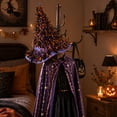 thumbnail image 2 of Halloween Witch Decor 13 X 16 Inch Purple Tinsel Witch Hat Shaped Small Halloween Decor Spooky Halloween Decorations for Home Mantel Party Supplies 1 Pack, 2 of 3