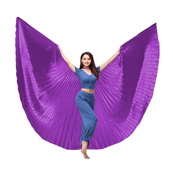 Bewildely Ala de danza del vientre de 360 ​​grados con palo telescópico Disfraces para adultos Mujer Profesional Espectáculos de Halloween Festivales Kits de decoración para fiestas Púrpura Bewildely HA083921-08
