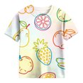 thumbnail image 4 of YunPes Girls Cute Painted Print T-Shirt Colorful Fruit Line Art Short Sleeve Crew Neck Tee Casual Summer Tops for Kids, 4 of 5