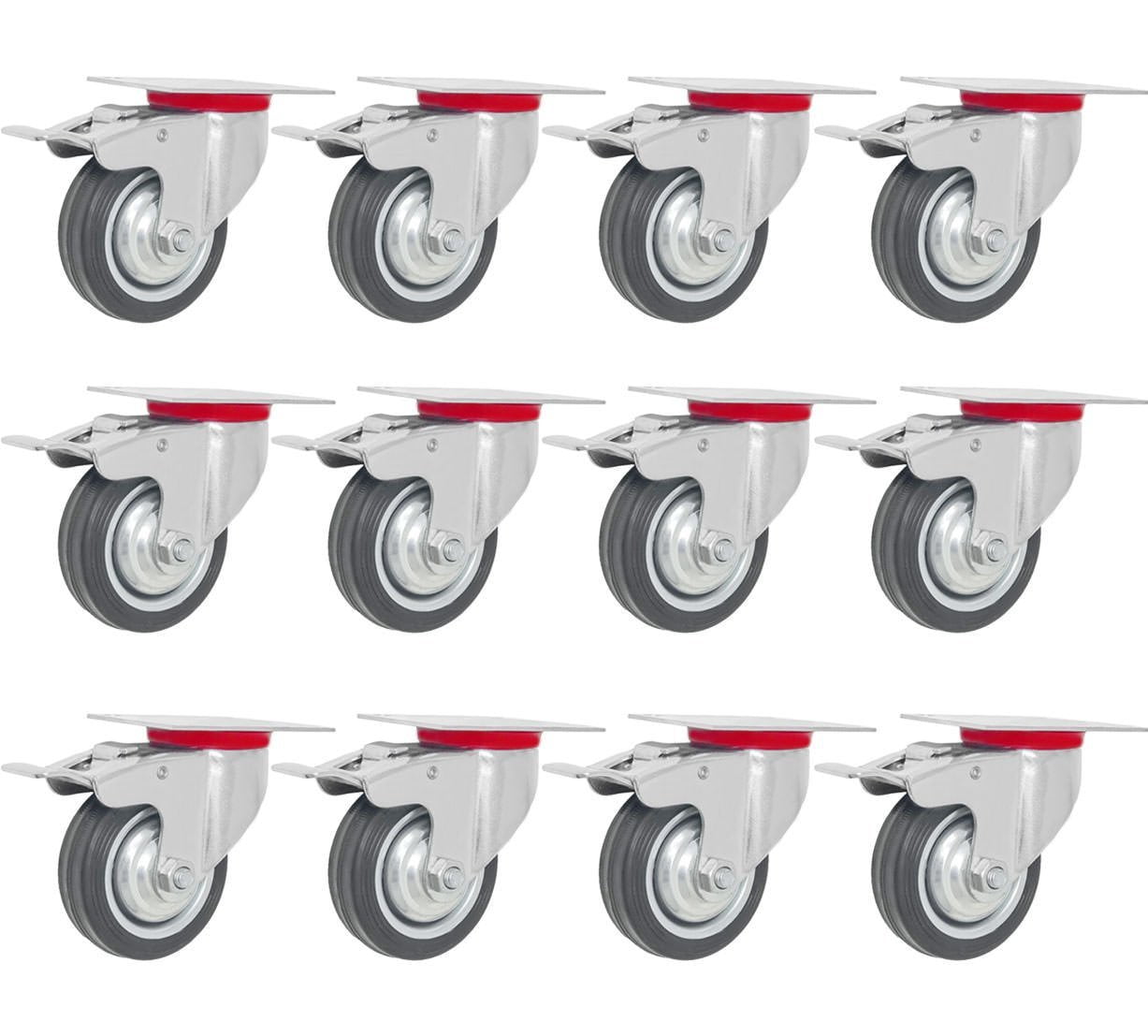Photo 1 of 12 Pack Quality 3 Swivel Caster Wheels w/Double Brake Non Skid No Mark