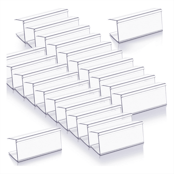 New Arrivals 100 Pcs Wood Shelf Label Holders Clear Plastic Price Tag