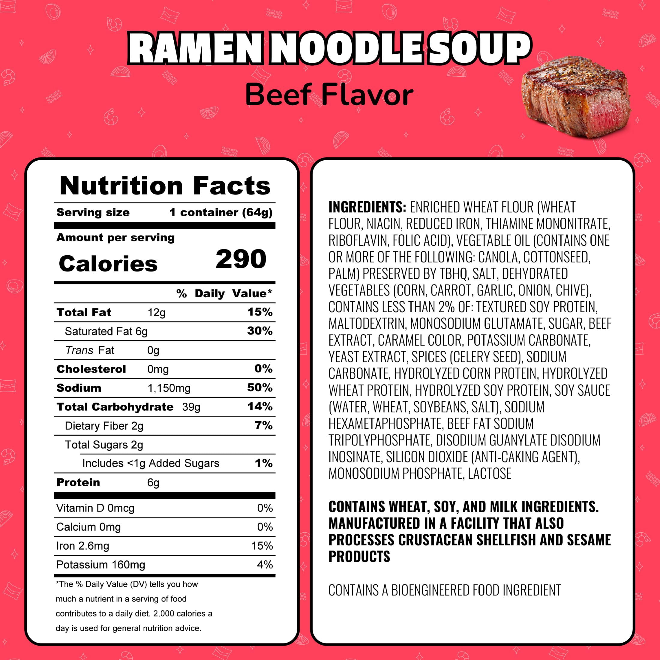 Maruchan Instant Lunch Ramen Noodles, Beef Flavor, 2.25 oz Cup