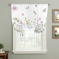 thumbnail image 2 of Spring Wildflowers Tie Up Curtain 63 Inches Long, Blue Morocco Pink Flower Plant Country Balloon Style Kitchen Window Curtain Over Sink, Small Window Rod Pocket Curtain 46"x63", 2 of 9