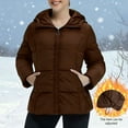 thumbnail image 4 of qucoqpe Womens Winter Cropped Puffer Jacket with Hood Lightweight Adjustable Drawstring Full Zip Quilted Coat Casual Parka, 4 of 6