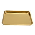 thumbnail image 2 of Flat Bottom Rectangular Tray, Stainless Steel Rectangular Tray Golden Portable Stable Multipurpose Durable  for Hotel for Restaurant for School, 2 of 8