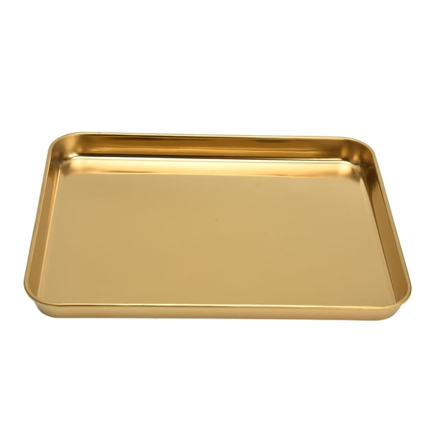 Bandeja rectangular de acero inoxidable Dorado Jadeshay
