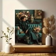 thumbnail image 6 of Victorian Lady Portrait Canvas Art, Woman in Floral Gown on Turquoise Sofa, Antique Romantic Decor, 6 of 8