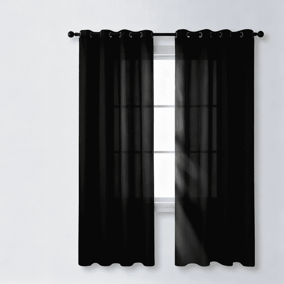 2Pack Black Blackout Curtains for Bedroom Living Room 51.2 Inches Long 2 Panels, Thermal Insulated Room Darkening Drapes Solid Grommet Top Noise Reduction Light Blocking Halloween Window Treatments