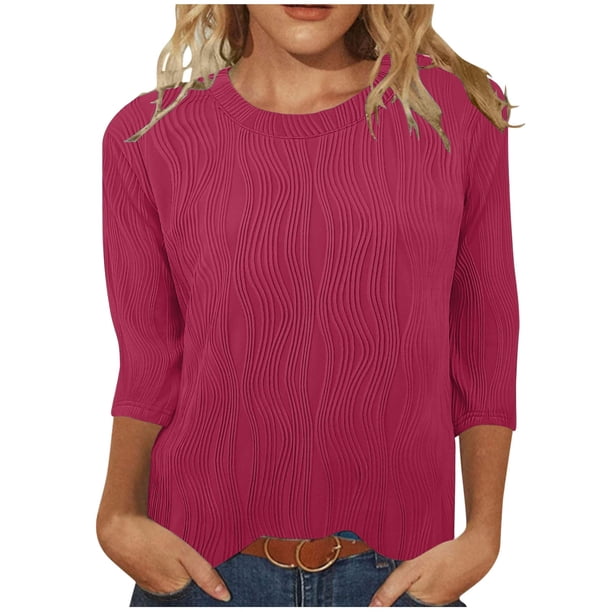 Fiudx Liquidación de Ofertas Flash Blusa Casual de Manga Corta con Cuello En V de Color Sólido para Mujer