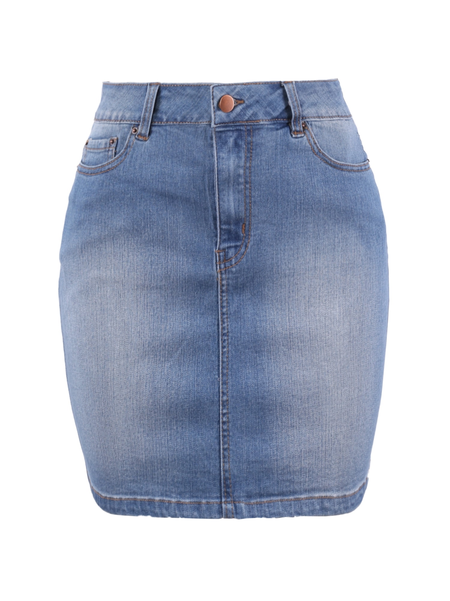 A2Y Women's Casual Rayon Denim Jean Short Mini Skirts Light Navy L ...