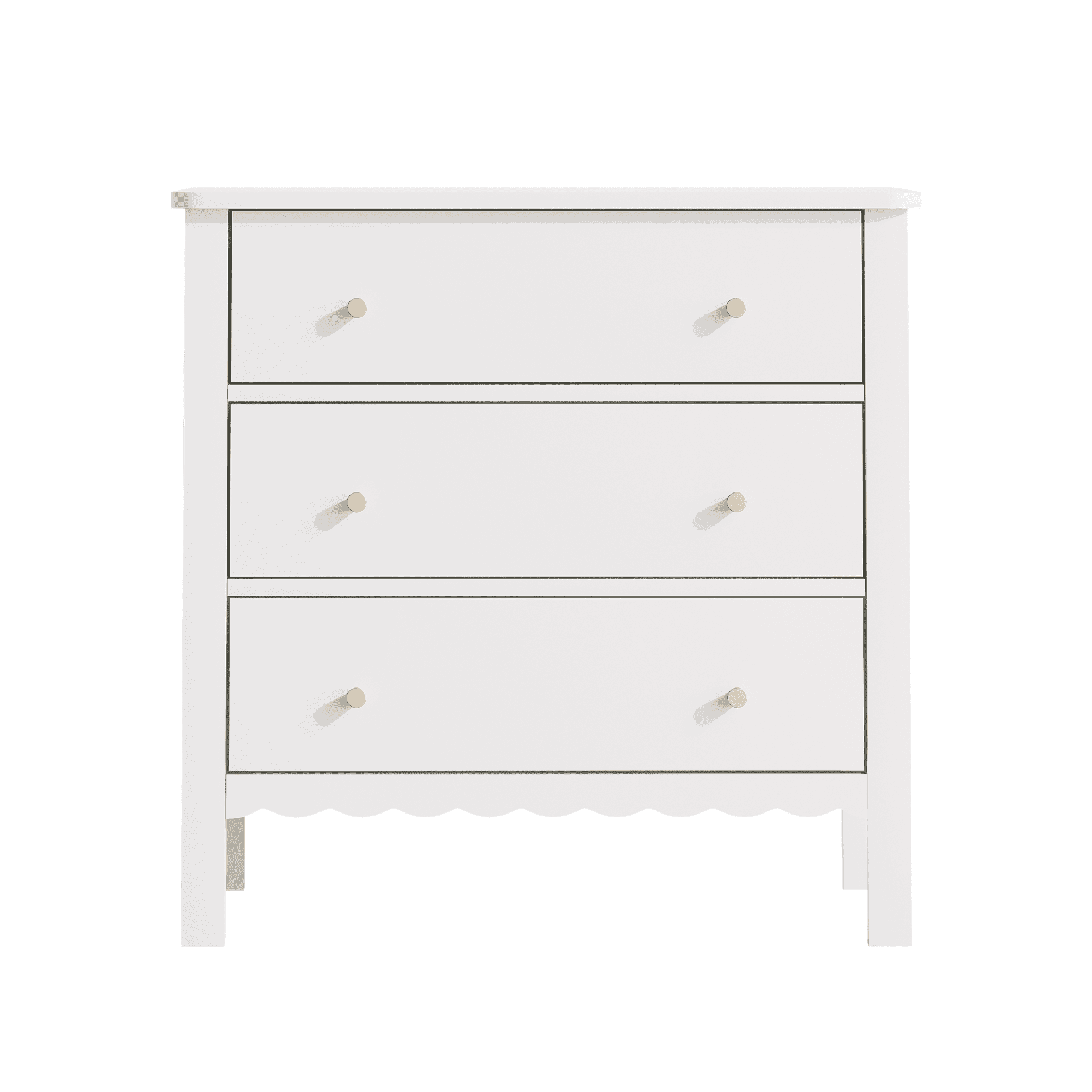 Elegant White 3-Drawer Dresser for Bedroom with Gold Knobs, Modern MDF Chest of Drawers for Kids Nursery Living Room or Entryway